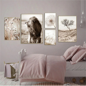 Modern Minimalist Wall Art Prints Nordic Lion Landscape Dandelion Reed HD Oil On Canvas Wall Painting