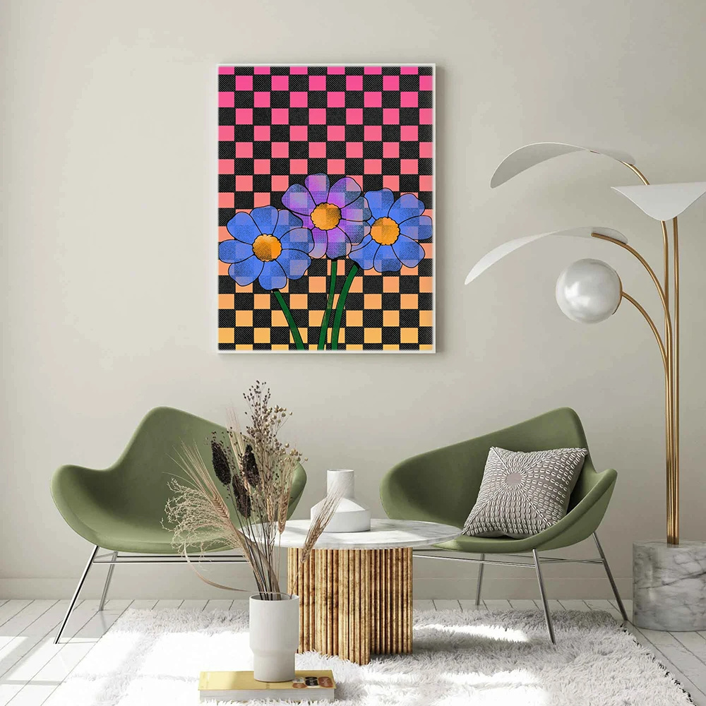 Nordic Color Grid Bright Pastels Fashion Art Print Cocktail Plant Canvas Painting Wall Art Picture for Dining room Home Decor