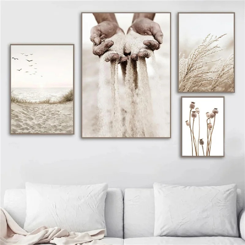 Modern Minimalist Wall Art Prints Nordic Lion Landscape Dandelion Reed HD Oil On Canvas Wall Painting