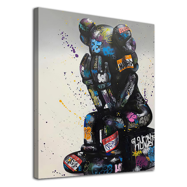 Cartoon Abstract Graffiti Panda Pop Poster Cute Bear Canvas Painting Street Art Artwork Framed Art Prints Wall Decor