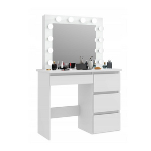 Luxury Hollywood Makeup Vanity Table Set Modern Wooden Dressing Table with LED Light Bulbs and Mirror