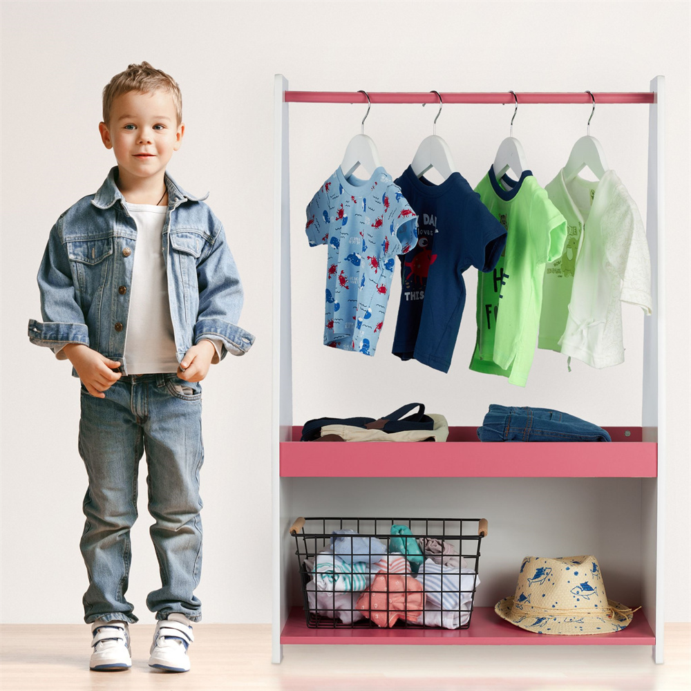 Modern Solid Wood Children's Clothes Rail Clothes Rack Furniture for Bedroom