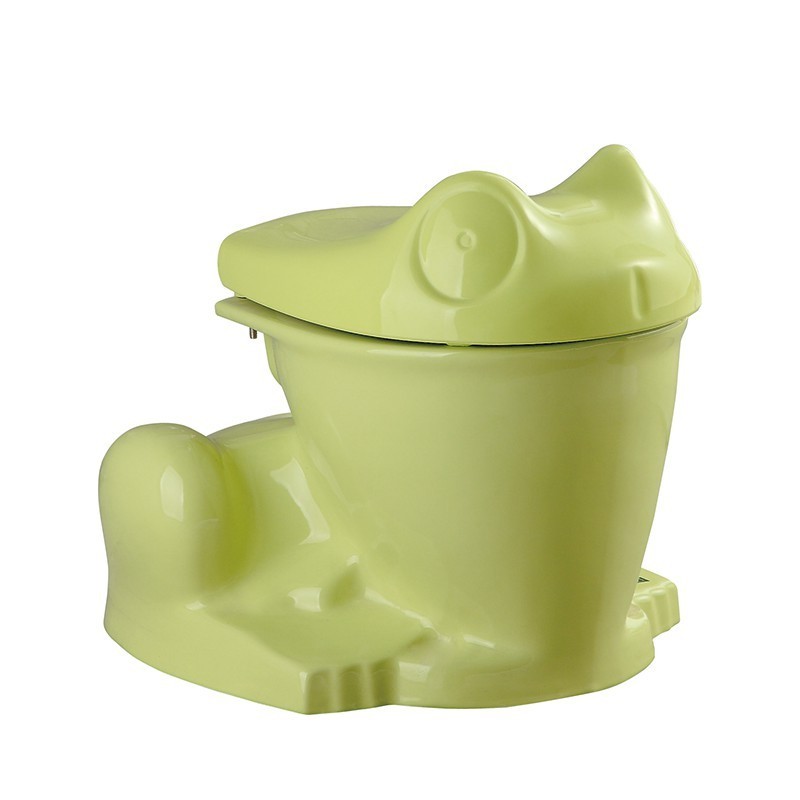 Cute Animal Children Bathroom Floor Standing Siphon Flushing Green Frog Toilet