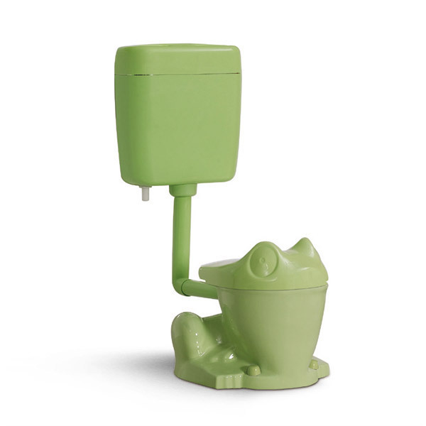 Cute Animal Children Bathroom Floor Standing Siphon Flushing Green Frog Toilet