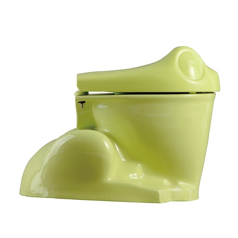 Cute Animal Children Bathroom Floor Standing Siphon Flushing Green Frog Toilet