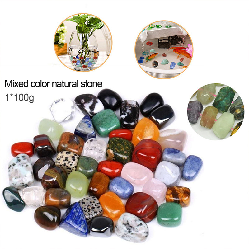 Mix Tumbled Stone Natural Rock And Quartz Jade Crystal Bead Chakra Healing Garden Fountain Home Decor Irregular Polishing Stone