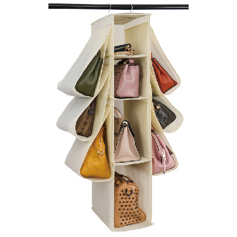 Small Hanging Closet Organizer 10-Shelf Hanging Shelves for Closet with Drawers & Side Pockets for Bedroom or Garment Rack