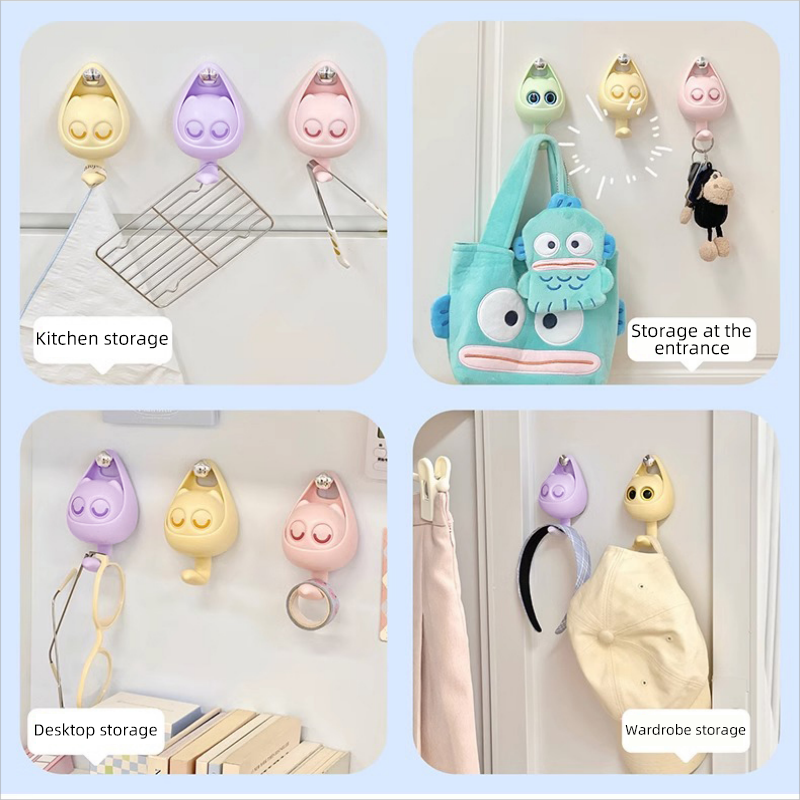 Utility Pet Cat Hook Wall Hanging Decoration Coat Hooks Adhesive Key Rack Wall Mounted Cat Wall Hooks For Hat Bag Towel Umbrella