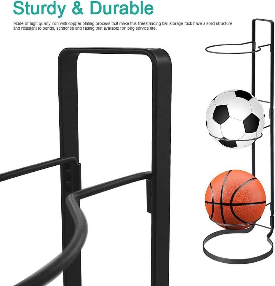 Basketball Ball Storage Rack 3 Tier Cube Ball Storage Holder Freestanding Garage Sport Equipment Organizer