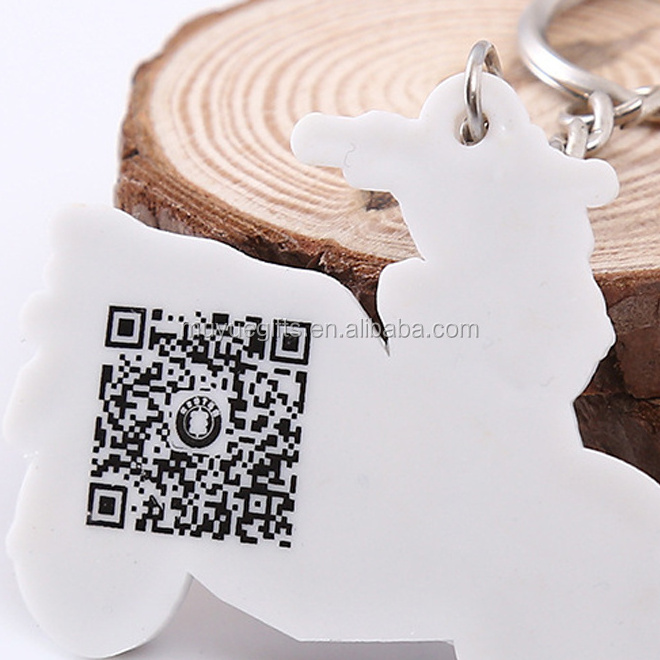 custom logo and shape soft pvc QR code keychain