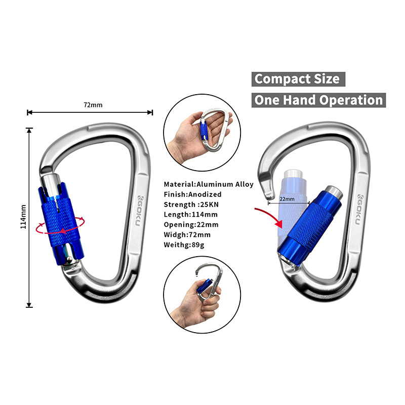 2023 New Aviation Aluminium Carabiner Quickdraws 30kn D-shape Climbing Carabiner Autolocking