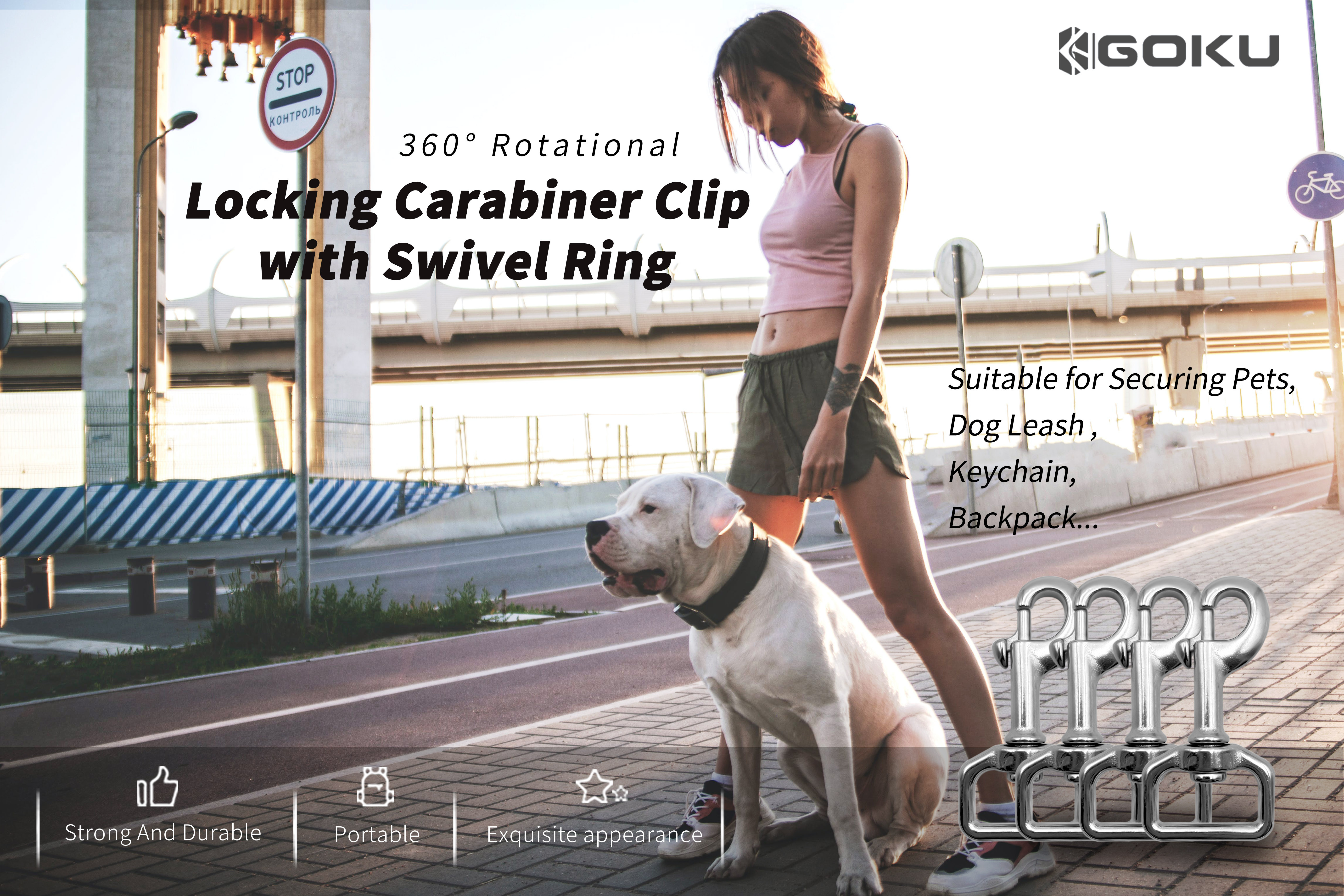 Fashion Metal Safety Carabiner Snap Swivels Hook Zinc Alloy Swivel Snap Hook Metal Key Chain Snap Hook for Dog Leash