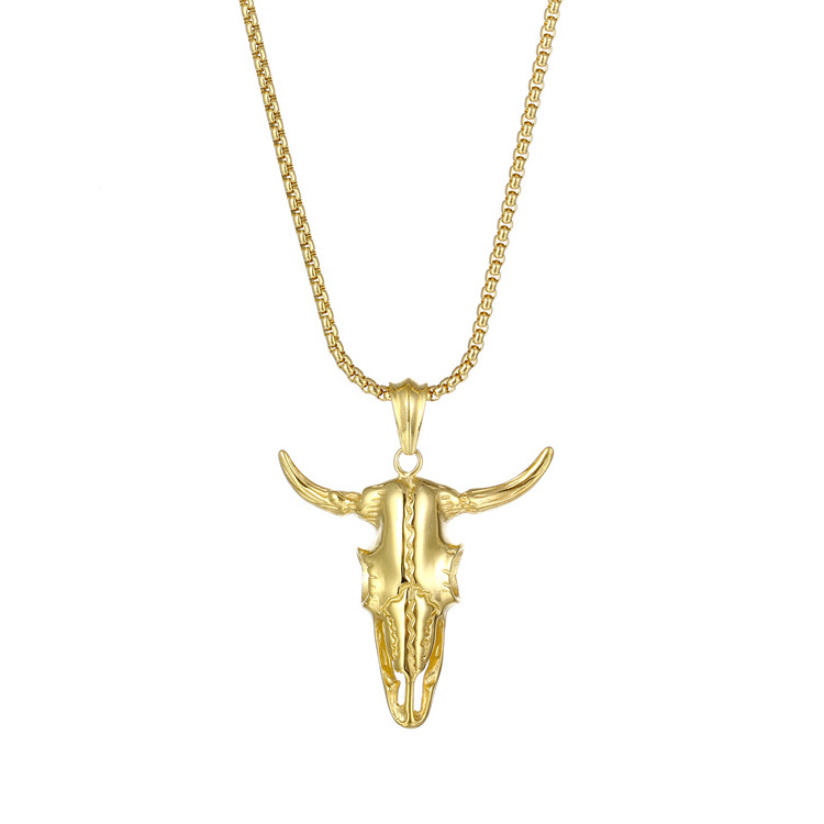 Rock punk jewelry  head pendant 316L stainless steel gold bull head pendant hiphop charm pendants