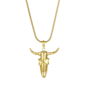 Rock punk jewelry  head pendant 316L stainless steel gold bull head pendant hiphop charm pendants