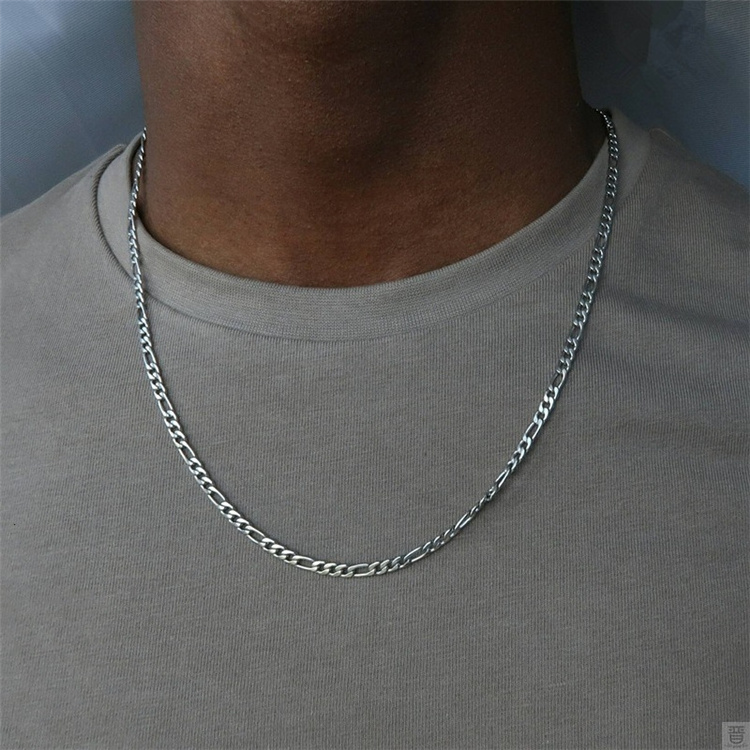 Free sample 316L stainless steel customized silver gold figaro chain for jewelry making