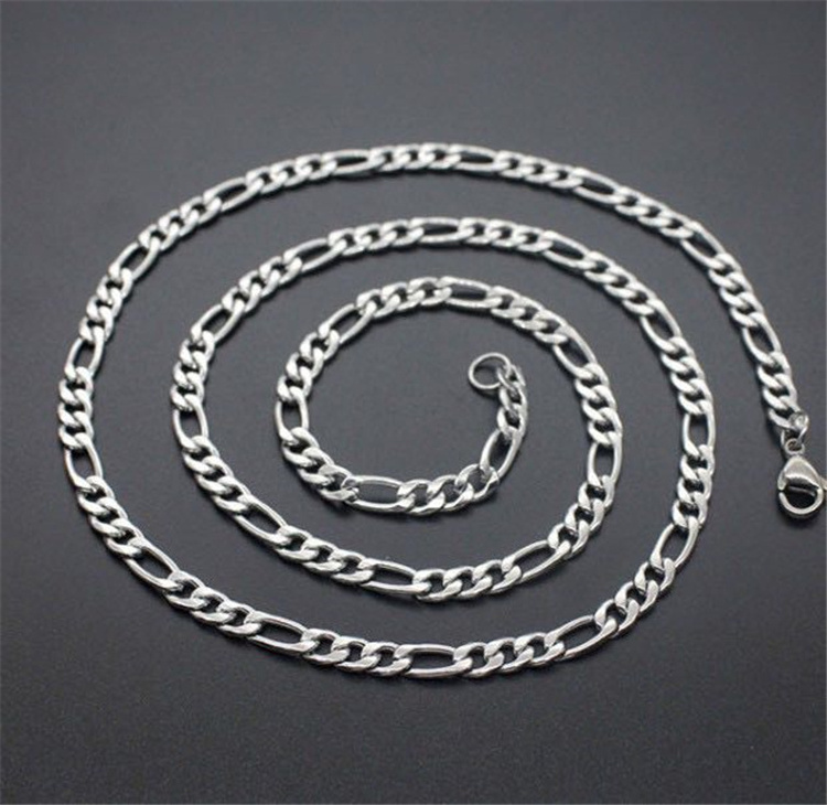 Free sample 316L stainless steel customized silver gold figaro chain for jewelry making