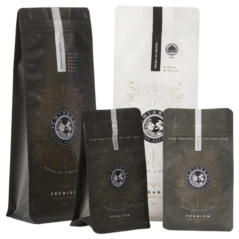 Personalized Resealable Stand Up Coffee Packaging 100gr 100g 150 g 250g 500g 1kg Biodegradable Custom Coffee Bags