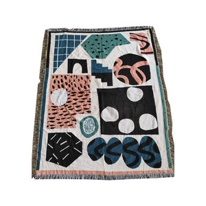 Hotsale  custom  woven tapestry low moq  throw winter season and rectangular shape native style  sofa blanket