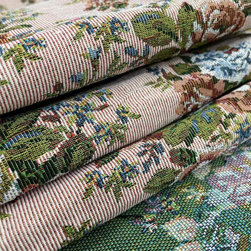 Segmented bamboo flower jacquard gobelin fabrics custom tapestry fabric for sofa and fabrics for clothing