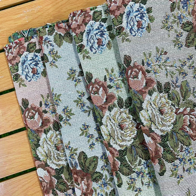 Segmented bamboo flower jacquard gobelin fabrics custom tapestry fabric for sofa and fabrics for clothing