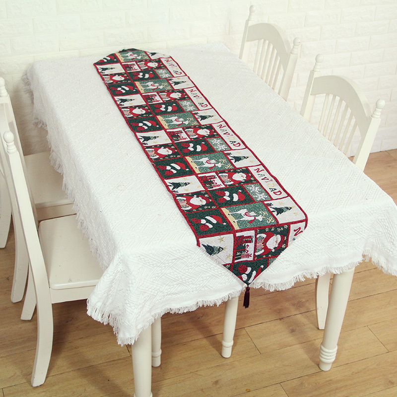 Hot pick Christmas Santa Clause tapestry woven dinning table runner