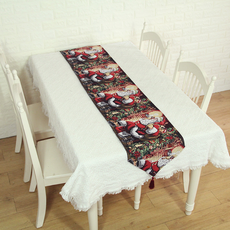 Hot pick Christmas Santa Clause tapestry woven dinning table runner