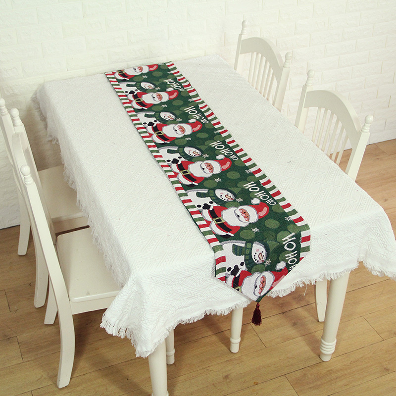 Hot pick Christmas Santa Clause tapestry woven dinning table runner