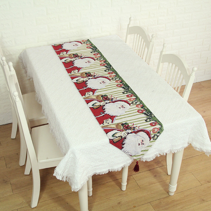 Hot pick Christmas Santa Clause tapestry woven dinning table runner