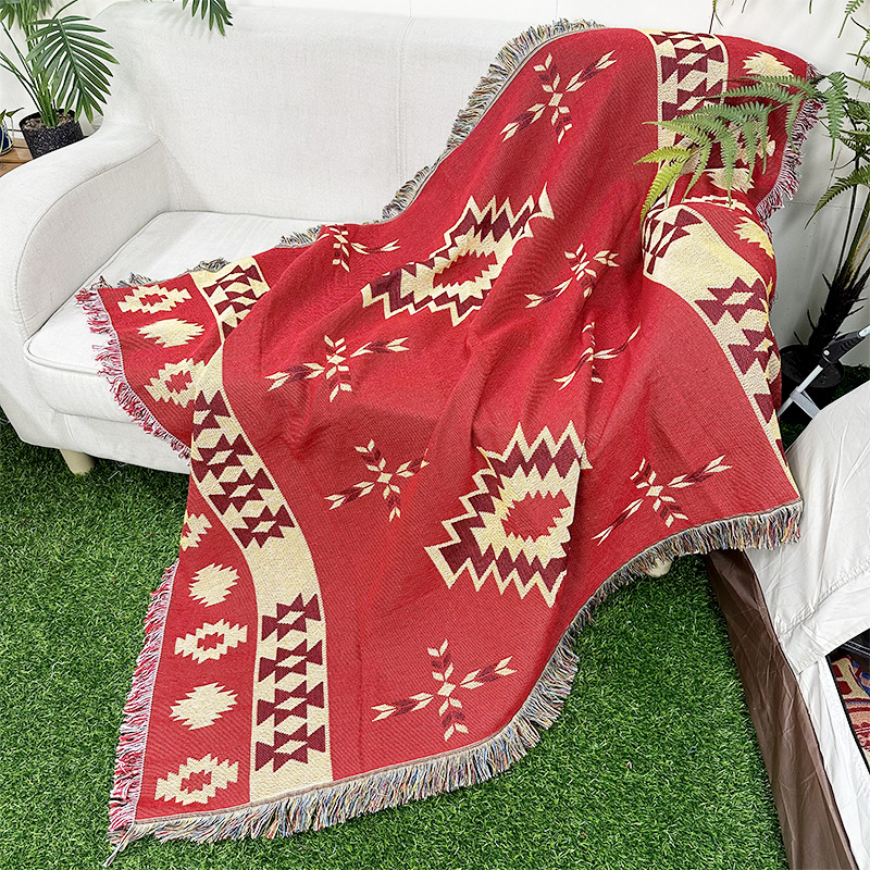 Customized 100% Polyester/Cotton bohe tapestry Woven Throw Blanket Outside Picnic Rugs