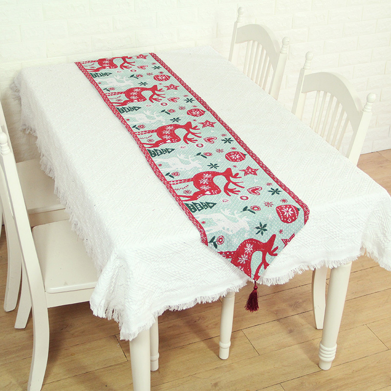 Hot pick Christmas Santa Clause tapestry woven dinning table runner