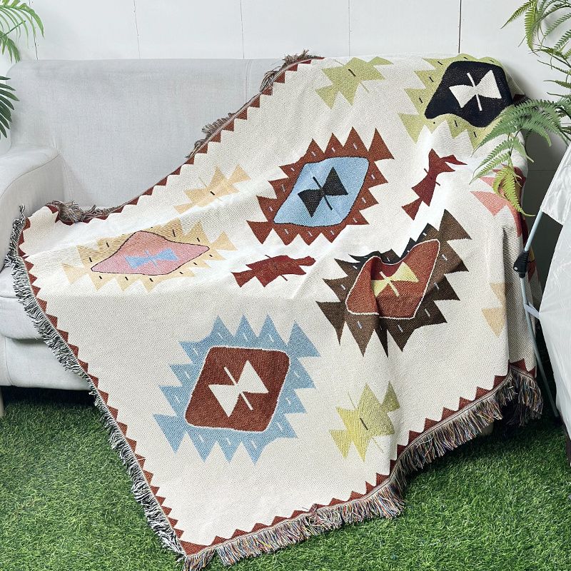 Customized 100% Polyester/Cotton bohe tapestry Woven Throw Blanket Outside Picnic Rugs