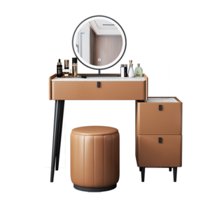 Modern Simple Multi-functional Princess Dressing Table Side Cabinet Vanity with LED Mirror Chair Smart Dresser