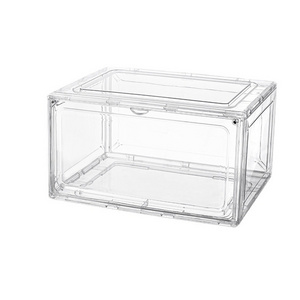 Transparent Plastic Storage Shoe Box Hard Plastic PET Transparent Stackable Shoe Storage Bins Sneakers Organizer Foldable