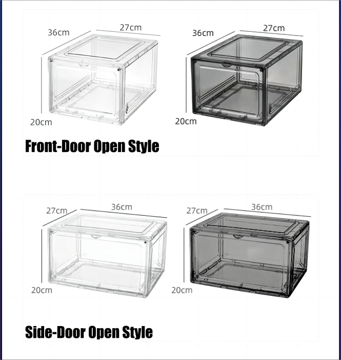 Transparent Plastic Magnetic Acrylic Shoe Rack Cabinet Clear Rack Plastic Boxes For Shoes Stackable Plastic Shoes Storage Box