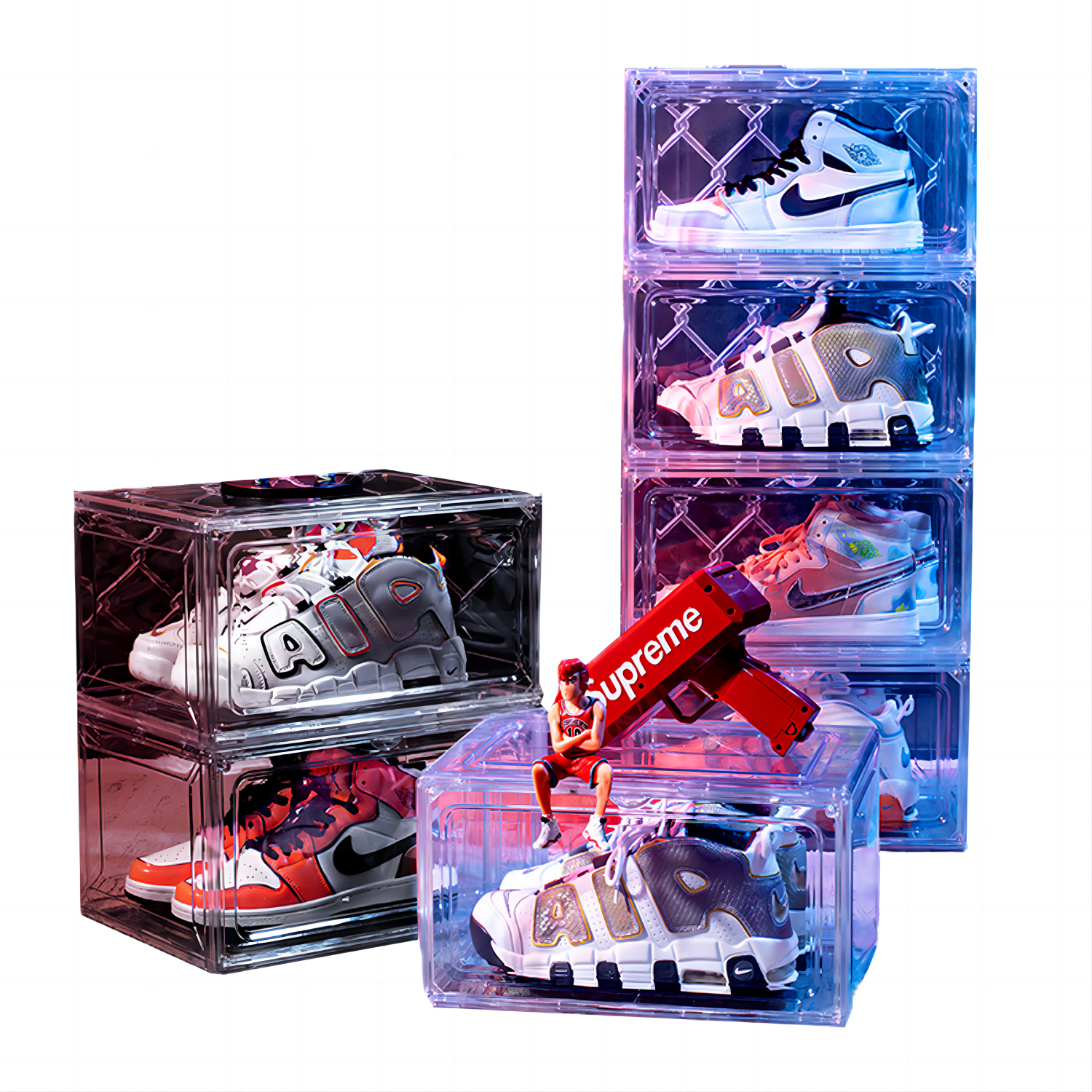 Hot Selling Stackable Plastic Transparent Storage Sneaker Box Factory OEMODM Clear Foldable Shoes Organizer Storage Boxes & Bins