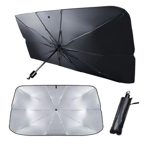 Factory wholesale car accessories Custom LOGO  sun shade UPF 50+ Foldable car window windshield sunshade umbrella