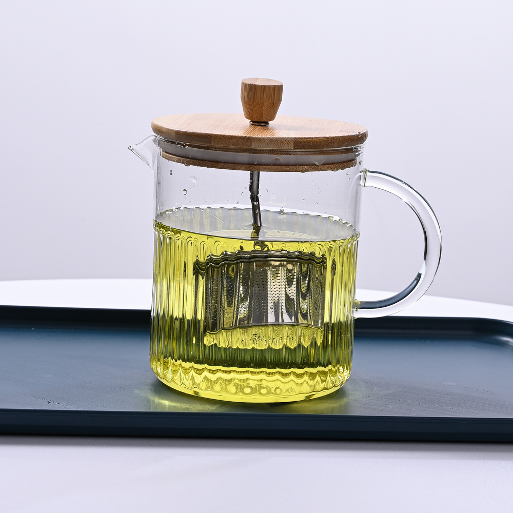 Stock Custom 1200ml Personalized Tea Steeper Easy Simple Tea Brewing Glass Teapot with Strainer Filter Lid