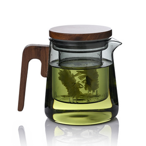 Wholesale Drinking Big Oversize Glass Tumbler Tea Cup with Infuser Handle Strainer Lid