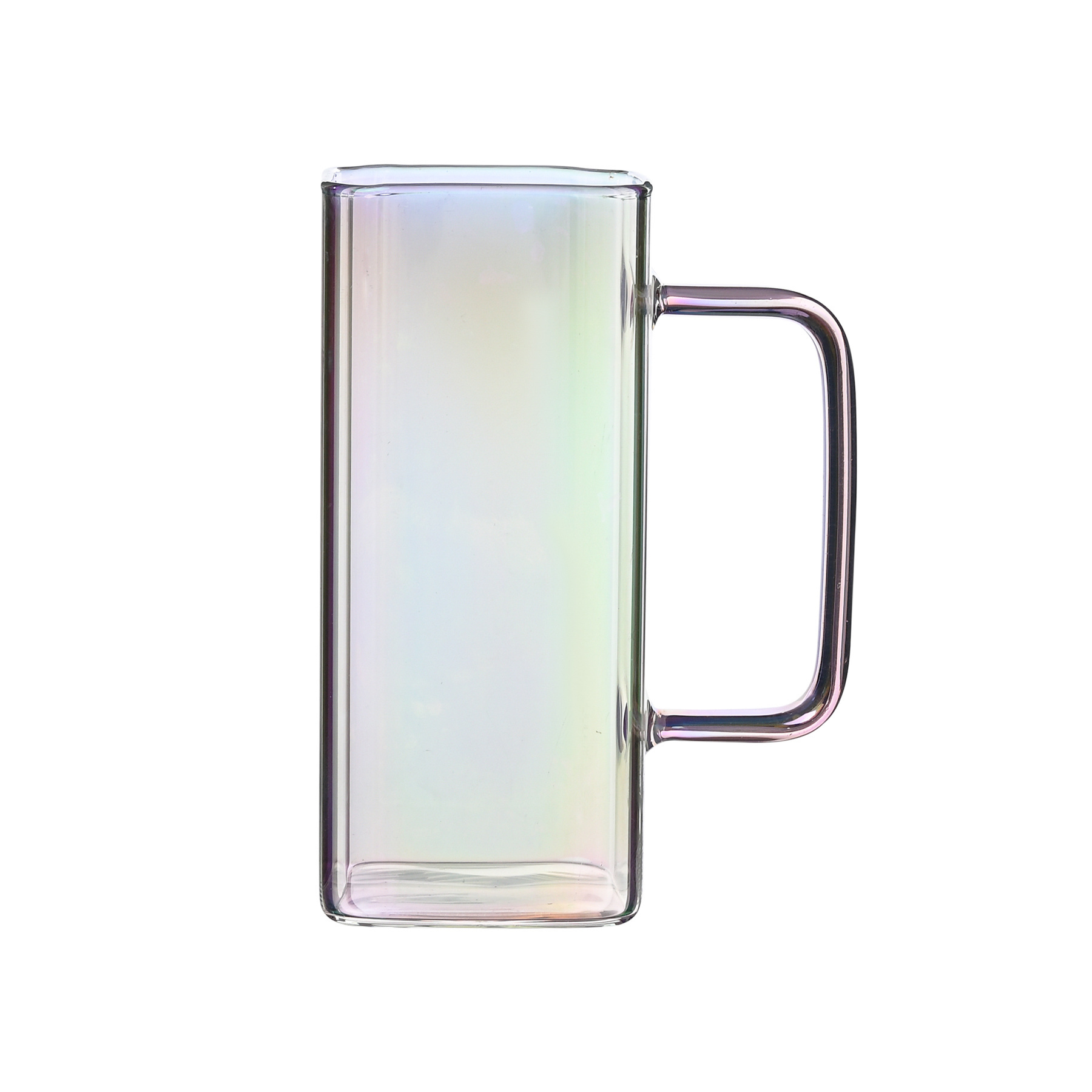 380ml Square colored handle glass high borosilicate glass juice drink coffee cup Household glass milk single layer cup