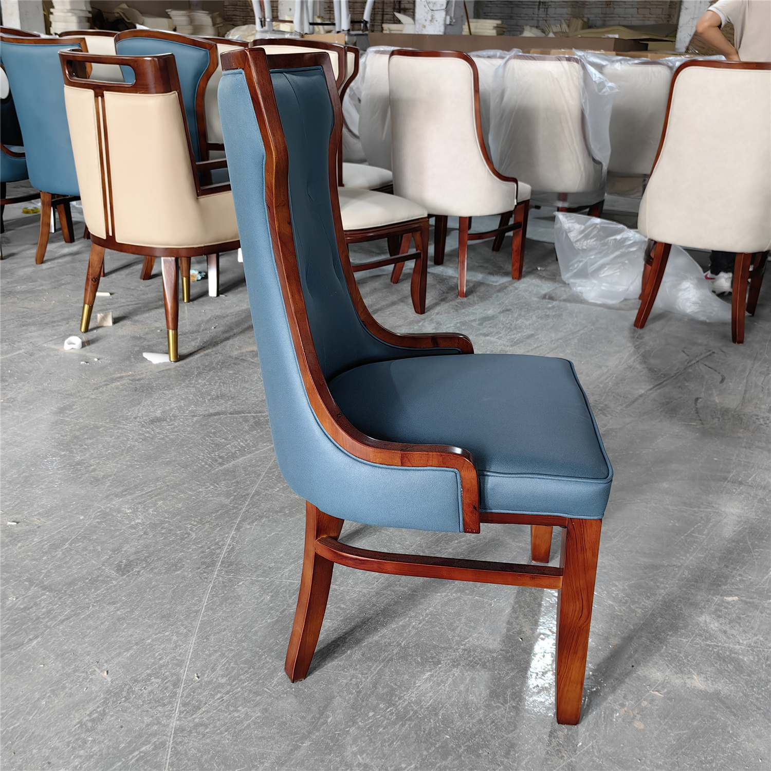 Design Dining Furniture Dining High back PU Living Room Chair PU Leather Upholstery Commercial Dining Chair