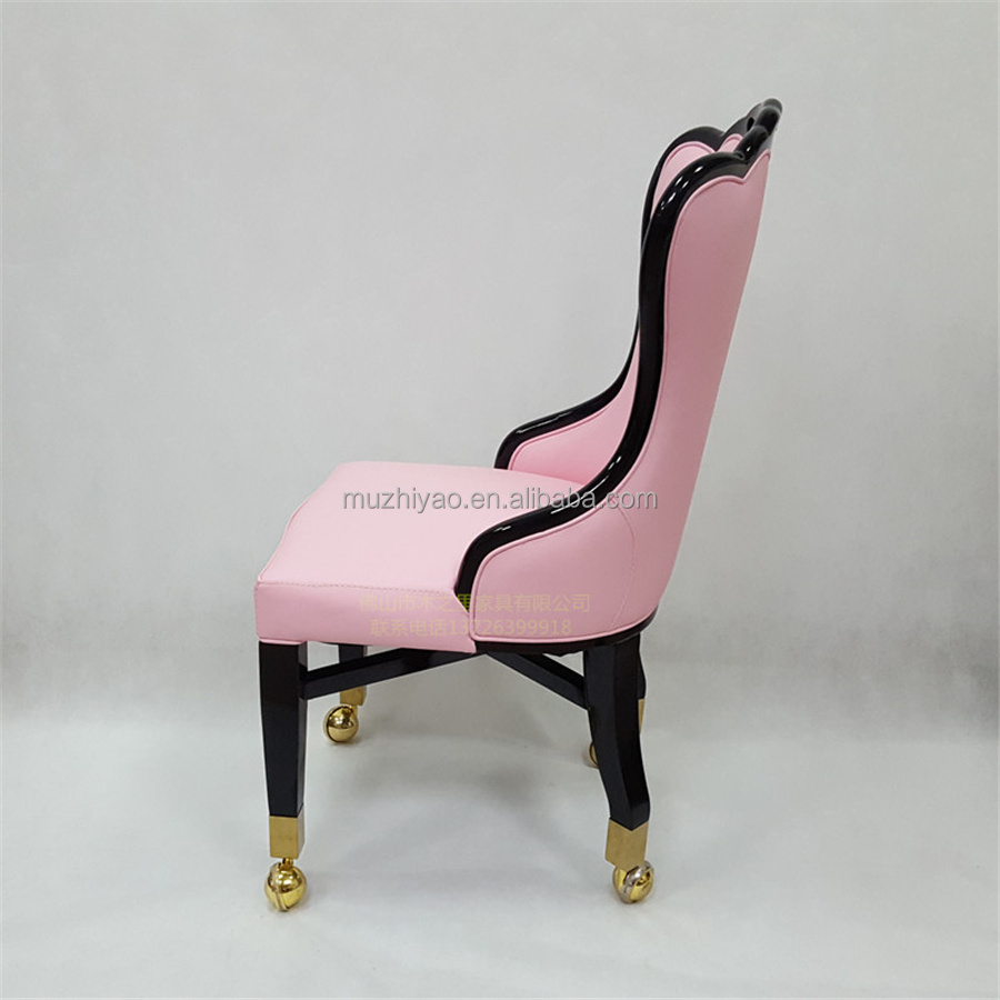 Macau Casino Luxury Chair with Wheels Baccarat Gaming Chair Hotel Carpet Soft Pack Chair Dining Tables Wood Modern Contemporary