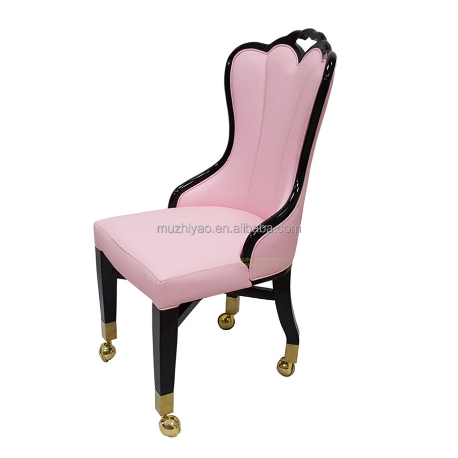 Macau Casino Luxury Chair with Wheels Baccarat Gaming Chair Hotel Carpet Soft Pack Chair Dining Tables Wood Modern Contemporary