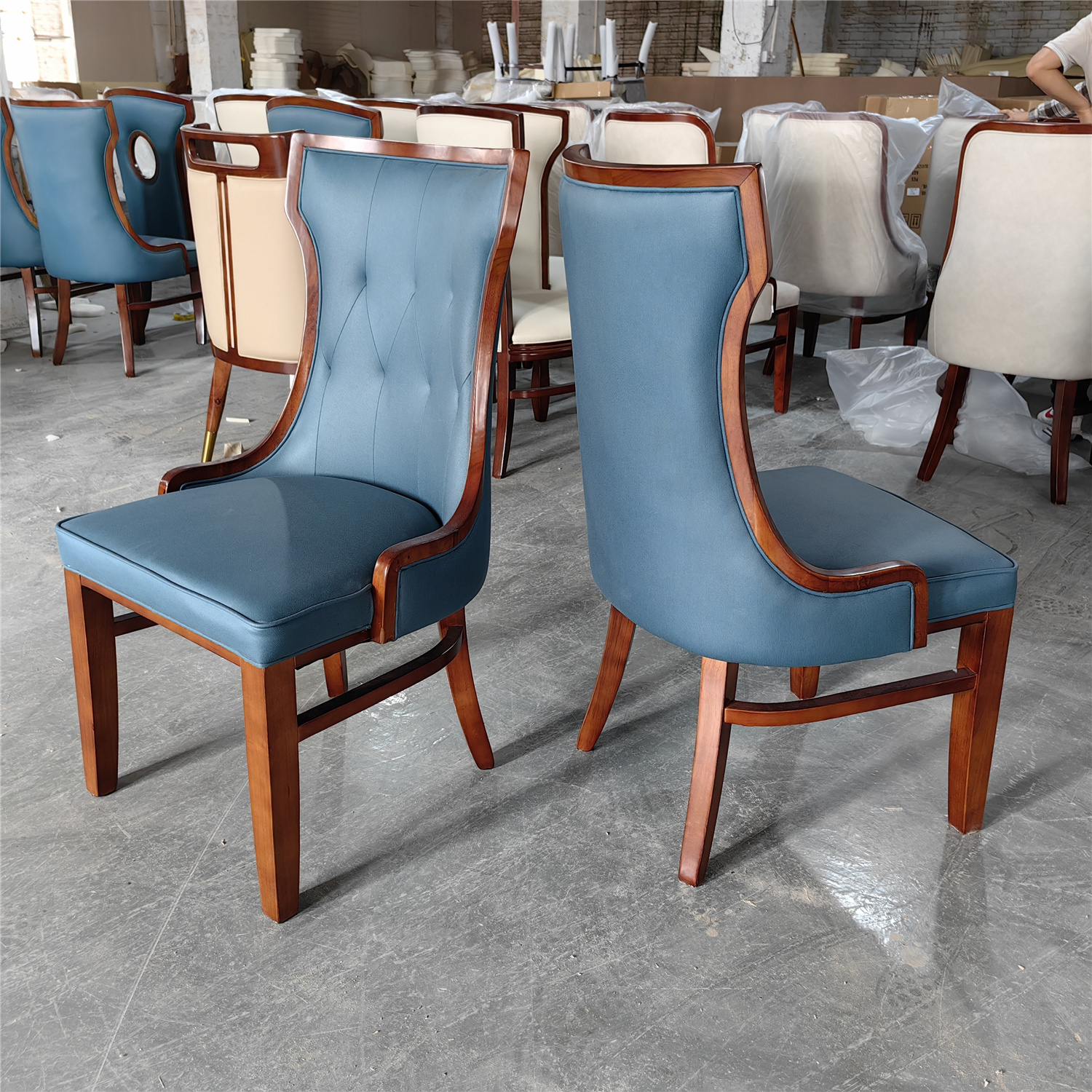 Design Dining Furniture Dining High back PU Living Room Chair PU Leather Upholstery Commercial Dining Chair