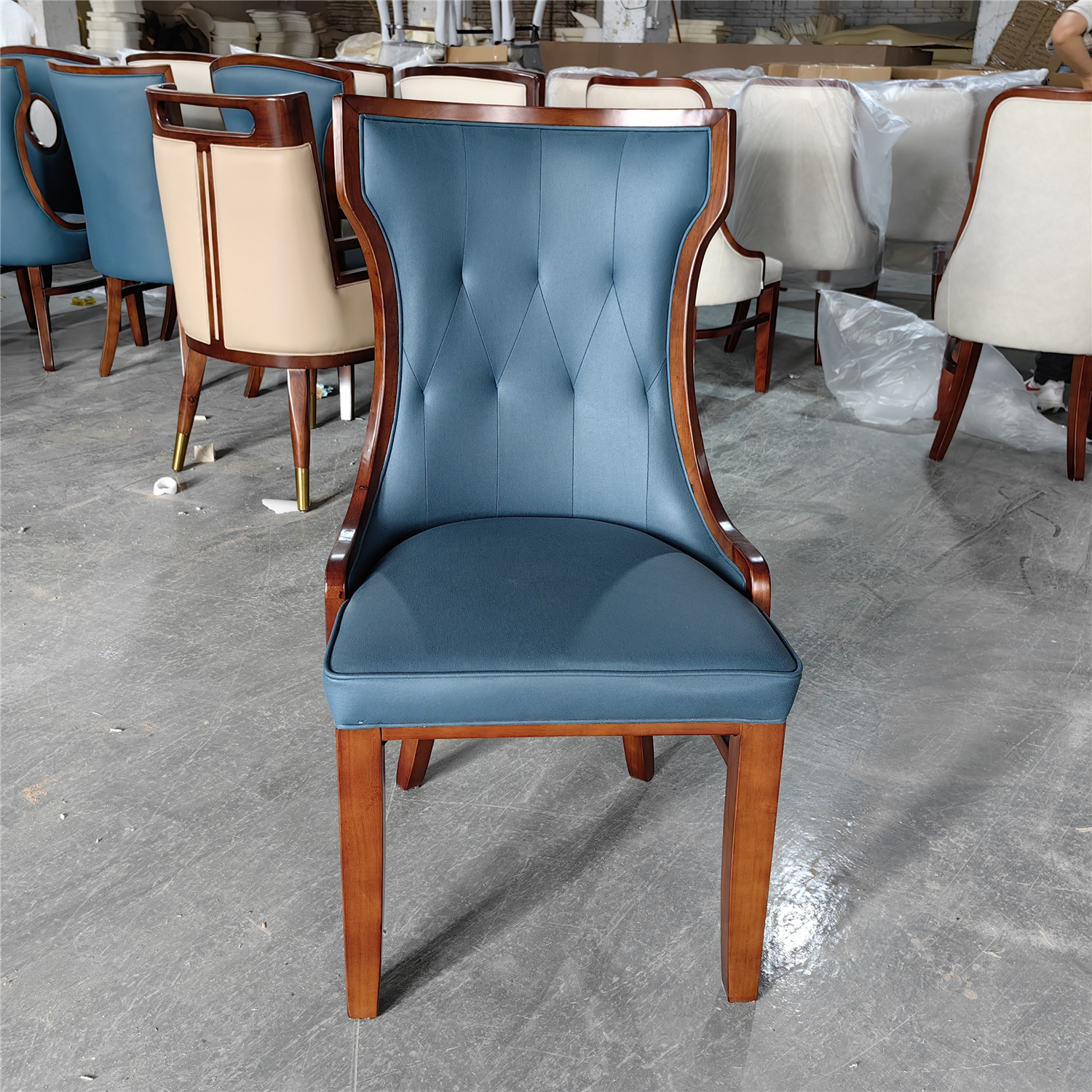 Design Dining Furniture Dining High back PU Living Room Chair PU Leather Upholstery Commercial Dining Chair