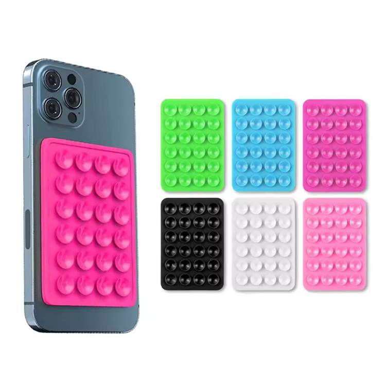 Wholesale Price 24 Silicone Suction Phone Case Adhesive Mount Square Grip Holder Suction Cup Phone Holder