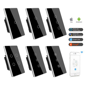 Mvava High Quality Smart Switch 2 Gang Aluminum Frame 118 US standard Tuya APP Control Wall Touch Glass Panel Wifi Light Switch