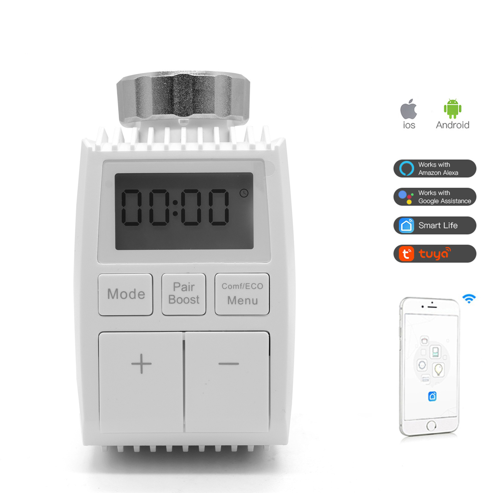 MVAVA Smart Zigbee Programmable digital display wireless tuya heating room radiator hot thermostat thermostatic valve faucet