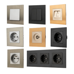 MVAVA eu standard wood grain panel prises et interrupteur electric light wall switches and DIY triplet sockets for home hotel