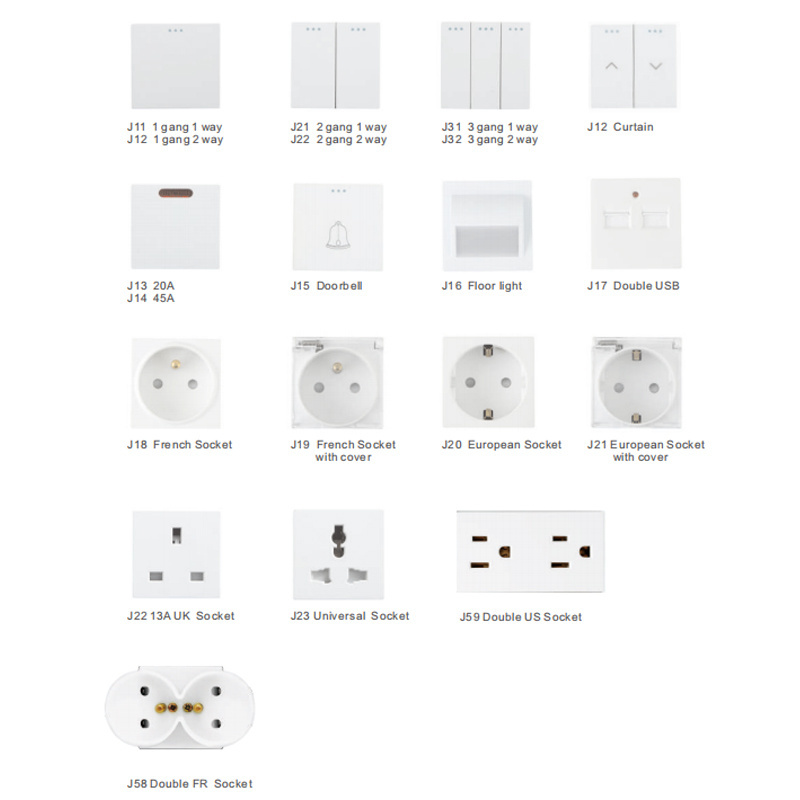 mvava oem eu/uk 86/118 electrical crystal panel aluminum panel modular diy power touch light wall switches and sockets