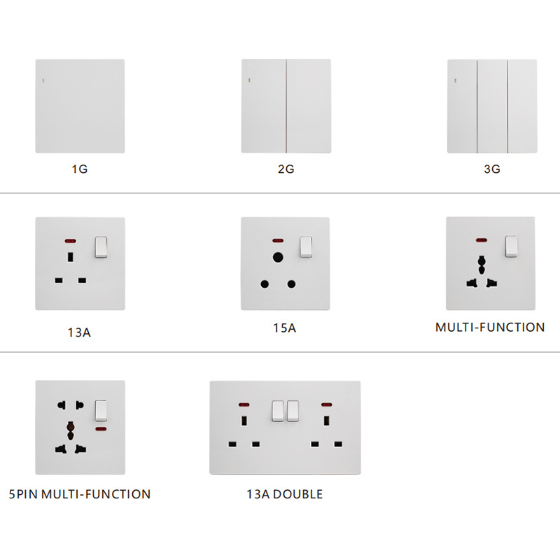 Mvava UK/EU Standard Arch Panel Ultra-thin PC 45A 1Gang Switch Power Wall Light Electric Switch With Red Indicator Light